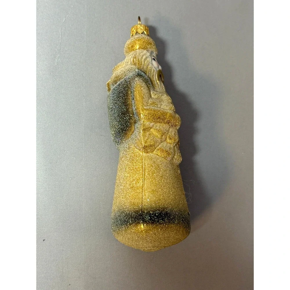 Vintage Christopher Radko Ornament Timber Claus Santa‎ Glass Christmas Sparkly